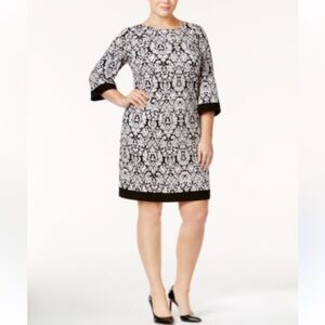 #438 (Jessica Howard) Sparkly Black & White Damask Dress - Size 16W